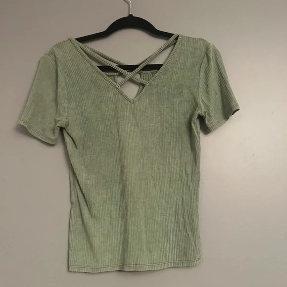 Green Ribbed Top - Picture 2 of 3